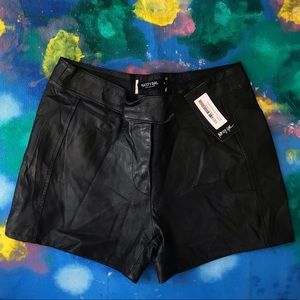 Nasty Gal faux leather high waist shorts